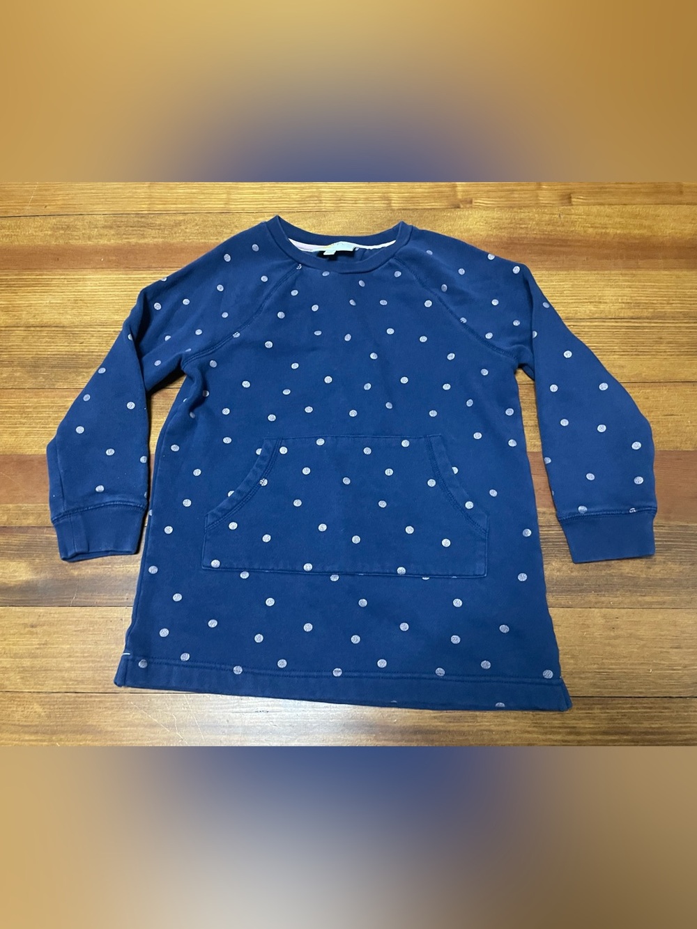Mini Boden Navy Polka Dot Long Sleeve Sweatshirt Size 9-10 Years